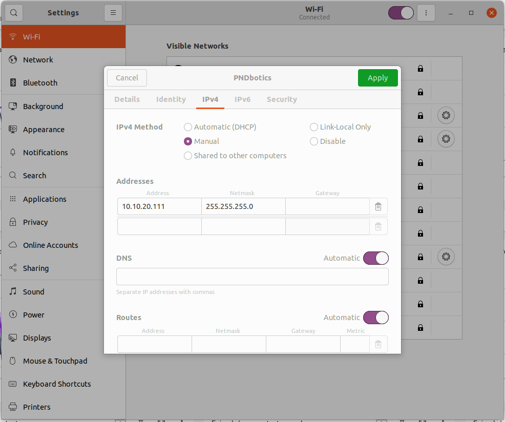 IP address configuration